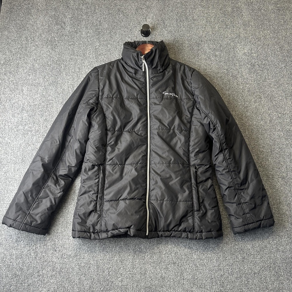 Southpole Jacket Mens M Black Puffer Insulated Lined Full Zip Zip Pockets